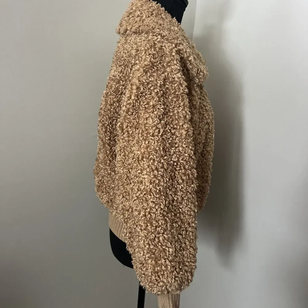 Rebecca Taylor La Vie Faux Shearling Jacket Bomber Jacket Size Medium - Picture 6 of 11